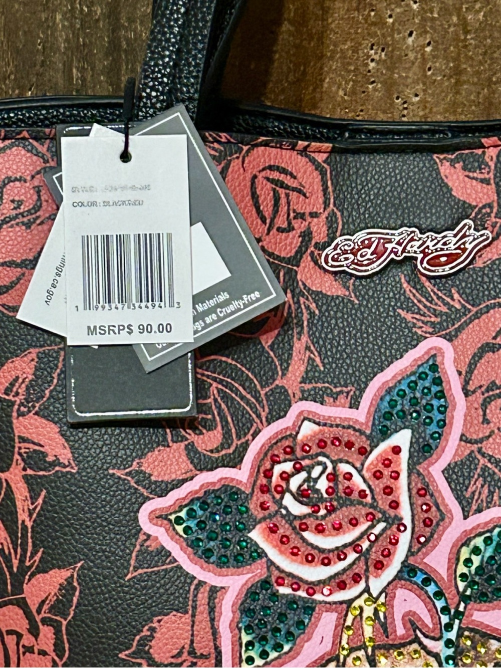 Ed Hardy. Skull and Roses Tote Bag with Free Bag Scarf & Dust Bag. - Picture 15 of 16